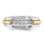 IBGoodman 14k Two-tone Men's Polished and Grooved 5-Stone Ring Mounting - Image 6