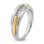 IBGoodman 14k Two-tone Men's Polished and Grooved 5-Stone Ring Mounting - Image 8