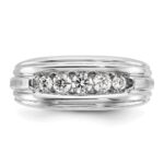 IBGoodman 14k Two-tone Polished Satin and Grooved Five Stone Men's Ring Mounting - Image 5