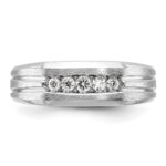 IBGoodman 14k White Gold 1/4 carat Lab Grown Diamond VS/SI+ G+ Complete Polished Satin and Grooved Five Stone Men's Ring - Image 4