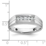 IBGoodman 14k White Gold Polished Satin and Grooved Five Stone Men's Ring Mounting - Image 3