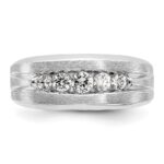 IBGoodman 14k White Gold Satin and Grooved Five Stone Men's Ring Mounting - Image 6