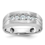 IBGoodman 14k White Gold 1/2 carat Lab Grown Diamond VS/SI+ G+ Complete Satin and Grooved Five Stone Men's Ring