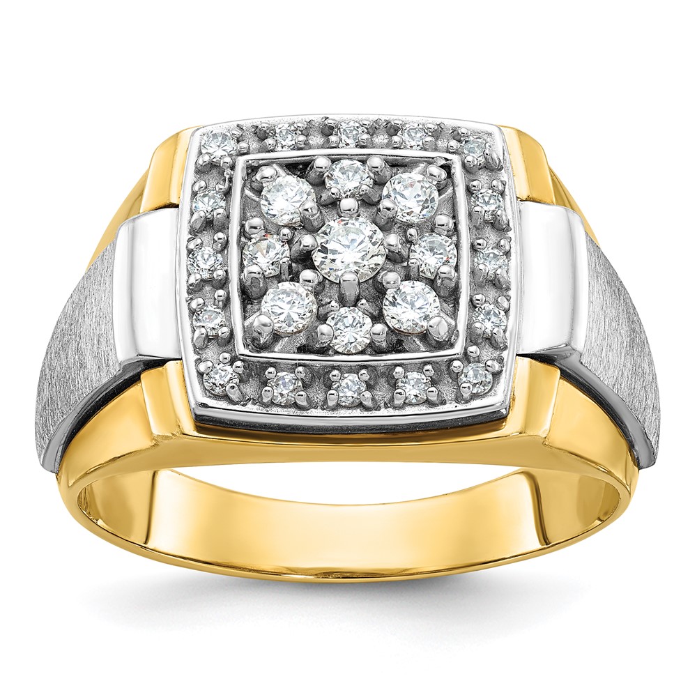 B58458-4YWAA.jpg IBGoodman 14k Two-tone Men's Polished and Satin 1/2 Carat AA Quality Diamond Ring - Image 1