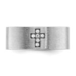14k White Gold IBGoodman Men's Satin Cross Ring Mounting - Image 6