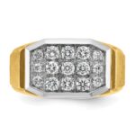 IBGoodman 14k with White Rhodium Men's Polished and Satin 1 Carat AA Quality Diamond Cluster Ring - Image 6