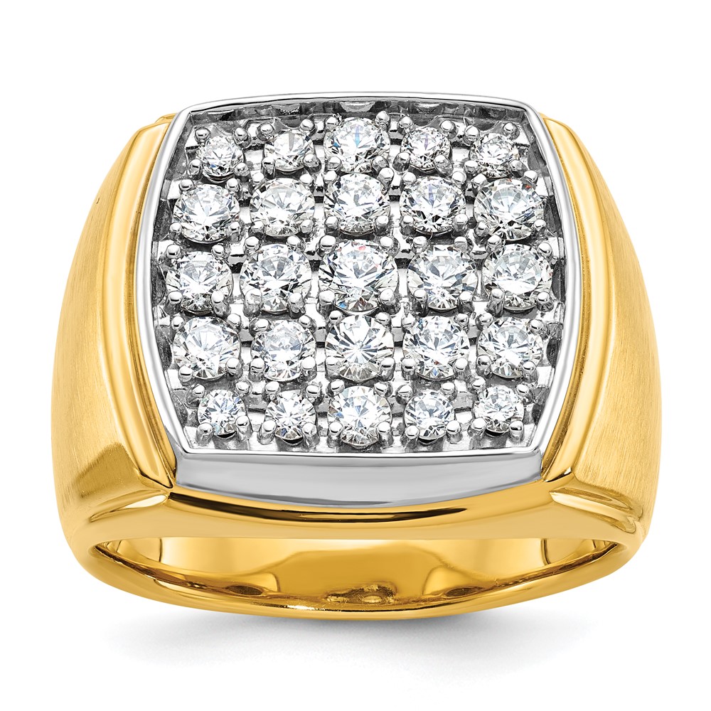 B58828-0YWA.jpg IBGoodman 10k Two-tone Men's Polished and Satin 1 5/8 Carat A Quality Diamond Cluster Ring - Image 1