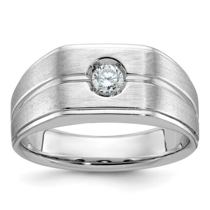 14k White Gold IBGoodman Men's Polished and Satin Diamond Ring Mounting