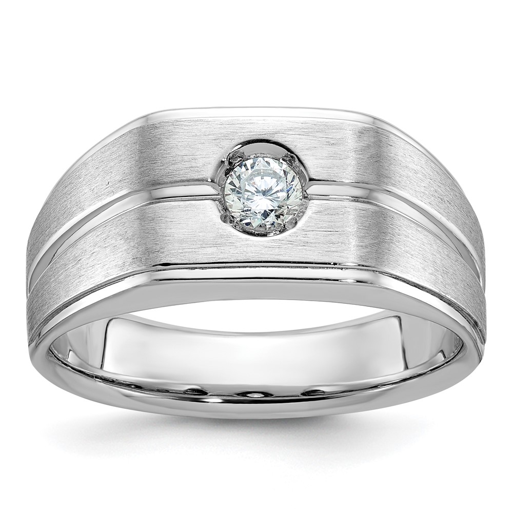 B58844-4WAA.jpg 14k White Gold IBGoodman Men's Polished and Satin Diamond Ring Mounting - Image 1