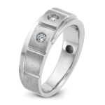 14k White Gold IBGoodman Men's Polished and Satin 1/4 carat Diamond Complete Ring - Image 8