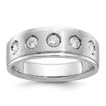 14k White Gold IBGoodman Men's Polished and Satin 1/2 carat Diamond Complete Ring