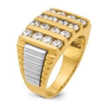 IBGoodman 14k Two-tone Men's Polished and Textured 4-Row Ring Mounting - Image 8
