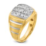 IBGoodman 14k Two-tone with White Rhodium Men's Polished Satin and Grooved 1 Carat AA Quality Diamond Ring - Image 6