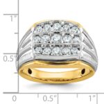 IBGoodman 14k Two-tone Men's Polished Satin and Grooved 3-Row Ring Mounting - Image 3