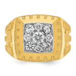 IBGoodman 14k Two-tone Men's Polished Satin and Grooved 1 Carat AA Quality Diamond Cluster Ring - Image 6