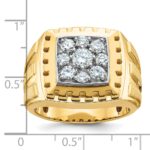 IBGoodman 14k Two-tone Men's Polished Satin and Grooved Cluster Ring Mounting - Image 2