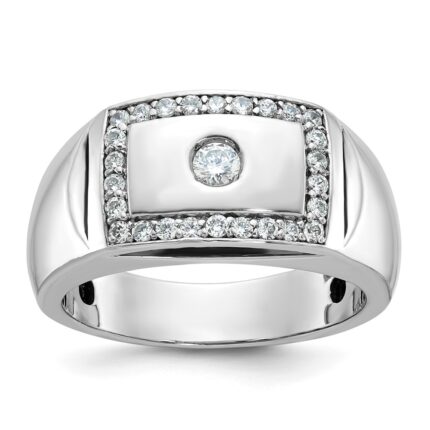 IBGoodman 14k White Gold 1/2 carat Lab Grown Diamond VS/SI+ G+ Complete Cut-Out Men's Ring