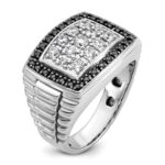 IBGoodman 14k White Gold Men's Polished and Textured 1 Carat Black and White Diamond Cluster Ring - Image 8