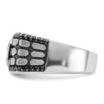 IBGoodman 14k White Gold with Black Rhodium Men's Polished Satin and Cobblestone Textured Black and White 5/8 Carat AA Quality Diamond Ring - Image 5