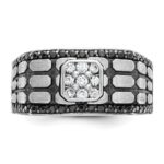 IBGoodman 14k White Gold with Black Rhodium Men's Polished Satin and Cobblestone Textured Black and White 5/8 Carat AA Quality Diamond Ring - Image 6