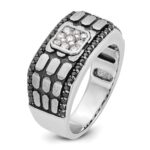 IBGoodman 14k White Gold with Black Rhodium Men's Polished Satin and Cobblestone Textured Black and White 5/8 Carat AA Quality Diamond Ring - Image 8