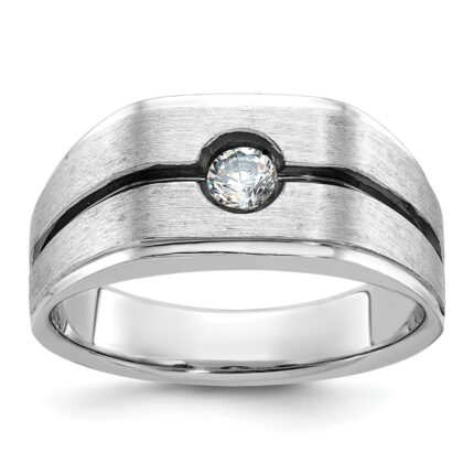 IBGoodman 14k White Gold with Black Rhodium 1/5 carat Lab Grown Diamond VS/SI+ G+ Complete Men's Ring