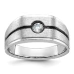 14k White Gold with Black Rhodium IBGoodman Men's Satin 1/5 carat Diamond Complete Ring