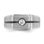 IBGoodman 14k White Gold with Black Rhodium 1/5 carat Lab Grown Diamond VS/SI+ G+ Complete Men's Ring - Image 4