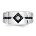 14k White Gold with Black Rhodium IBGoodman Men's Satin 5/8 carat Black and White Diamond Complete Ring - Image 6