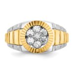 IBGoodman 14k Two-Tone 1/2 carat Lab Grown Diamond VS/SI+ G+ Complete Ribbed Men's Cluster Ring - Image 5