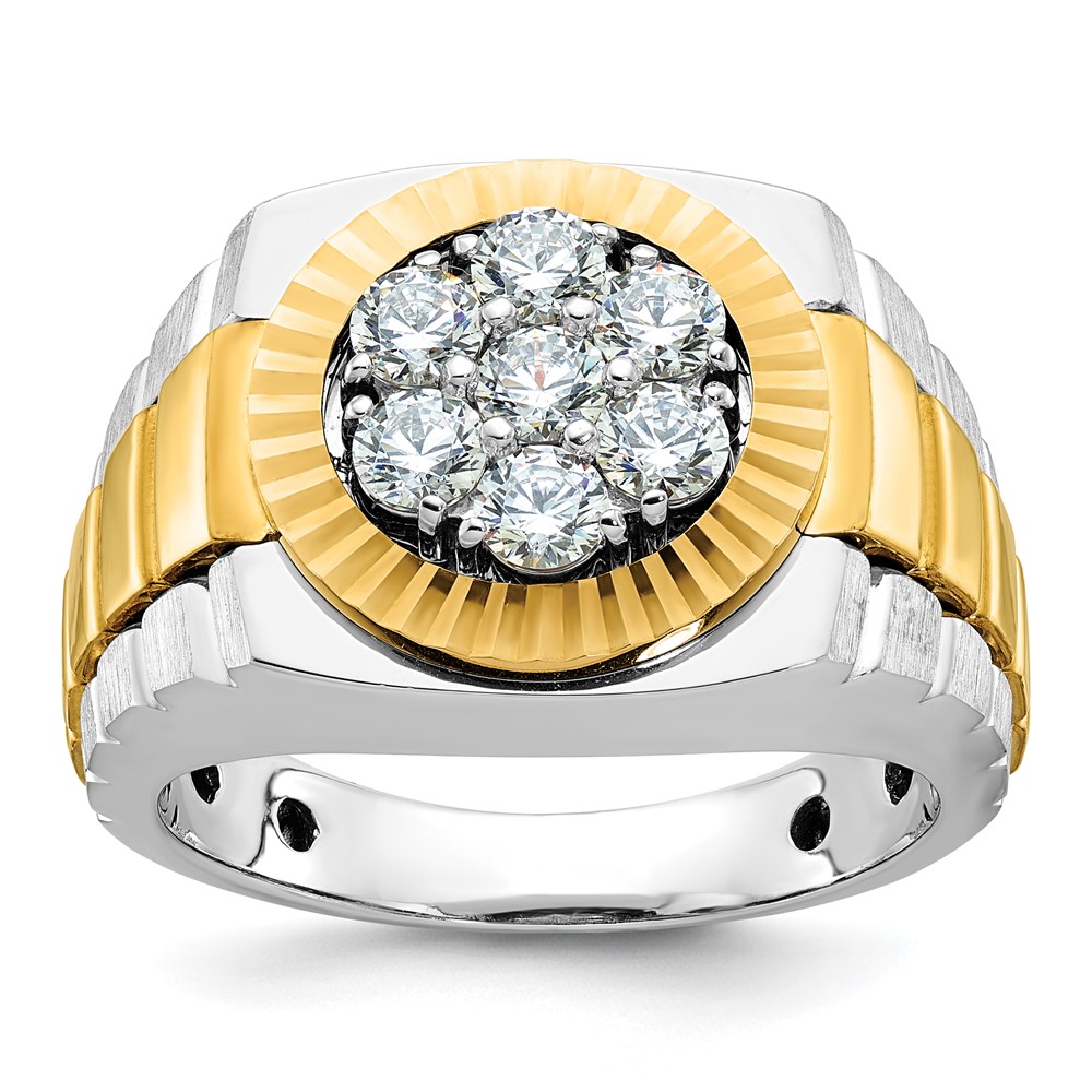 B59119-4WYAA-1.jpg IBGoodman 14k Two-Tone 1 carat Lab Grown Diamond VS/SI+ G+ Complete Ribbed Men's Cluster Ring - Image 1