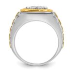 IBGoodman 14k Two-tone Men's Polished Satin and Textured 1 Carat AA Quality Diamond Ring - Image 2