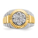 IBGoodman 14k Two-Tone 1 carat Lab Grown Diamond VS/SI+ G+ Complete Ribbed Men's Cluster Ring - Image 4