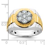 IBGoodman 14k Two-tone Men's Polished Satin and Textured 1 Carat AA Quality Diamond Ring - Image 3