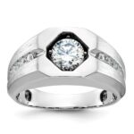 14k White Gold IBGoodman Men's Polished and Satin 1/5 carat Diamond Semi-mount Ring