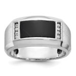14k White Gold IBGoodman Men's Satin Onyx and Diamond Ring Mounting