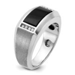 14k White Gold IBGoodman Men's Satin Onyx and 1/15 carat Diamond Complete Ring - Image 8
