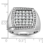 IBGoodman 10k White Gold Men's Polished and Satin 1 1/3 Carat A Quality Diamond Cluster Ring - Image 3