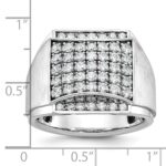 IBGoodman 14k White Gold Men's Polished and Satin 1 1/5 Carat AA Quality Diamond Cluster Ring - Image 3