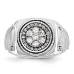IBGoodman 14k White Gold Men's Polished and Satin 3/4 Carat AA Quality Diamond Round Cluster Ring - Image 6