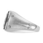 IBGoodman 10k White Gold Men's Polished and Satin 3/4 Carat A Quality Black and White Diamond Halo Cluster Ring - Image 3