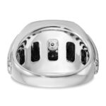 IBGoodman 10k White Gold Men's Polished and Satin 3/4 Carat A Quality Black and White Diamond Halo Cluster Ring - Image 5