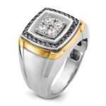 IBGoodman 10k Two-tone Men's Polished 3/4 Carat A Quality Black and White Diamond Square Cluster Ring - Image 8