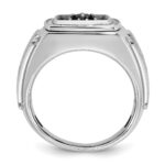IBGoodman 14k White Gold with Black Rhodium Men's Polished and Satin 5/8 Carat Black and White Diamond Ring - Image 2