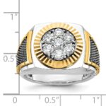IBGoodman 10k Two-tone with Black Rhodium Men's Polished Textured and Diamond-cut 1 Carat A Quality Diamond Round Cluster Ring - Image 3