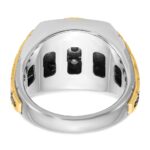 IBGoodman 14k Two-tone with Black Rhodium Men's Polished Textured and Diamond-cut 1 Carat AA Quality Diamond Round Cluster Ring - Image 7