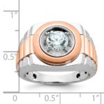 IBGoodman 14k White and Rose Gold Men's Polished Satin and Grooved Solitaire Ring Mounting - Image 2