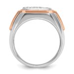 IBGoodman 14k White and Rose Gold Men's Polished and Satin 1 Carat AA Quality Diamond Cluster Ring - Image 2
