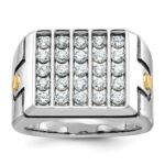 IBGoodman 14k Two-tone Men's Polished and Grooved 5-Row Cluster Ring Mounting
