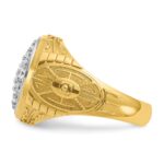 IBGoodman 14k Two-tone Men's Polished and Textured 1 5/8 Carat AA Quality Diamond Oval Cluster Ring - Image 5